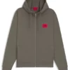 Hoodie aus Baumwollfrottee mit Reißverschluss und Logo-Etikett Hoodie aus Baumwollfrottee mit Reißverschluss und Logo-Etikett
