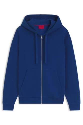 Hoodie aus Baumwollfrottee mit Reißverschluss und Logo-Print