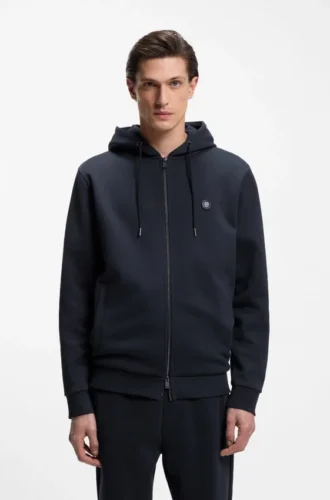 Hoodie aus Baumwollmischung mit Reißverschluss und Double-B-Monogramm