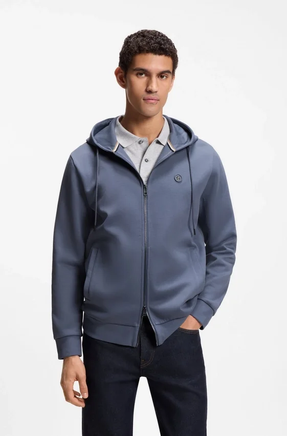 Hoodie aus Baumwollmischung mit Reißverschluss und Double-B-Monogramm Hoodie aus Baumwollmischung mit Reißverschluss und Double-B-Monogramm