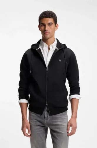 Hoodie aus Baumwollmischung mit Reißverschluss und Double-B-Monogramm