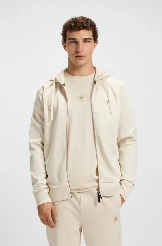 Hoodie aus Baumwollmischung mit Reißverschluss und Double-B-Monogramm Hoodie aus Baumwollmischung mit Reißverschluss und Double-B-Monogramm