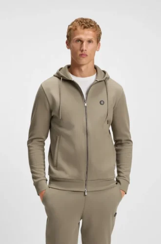 Hoodie aus Baumwollmischung mit Reißverschluss und Double-B-Monogramm
