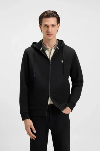 Hoodie aus Baumwollmischung mit Reißverschluss und Double-B-Monogramm