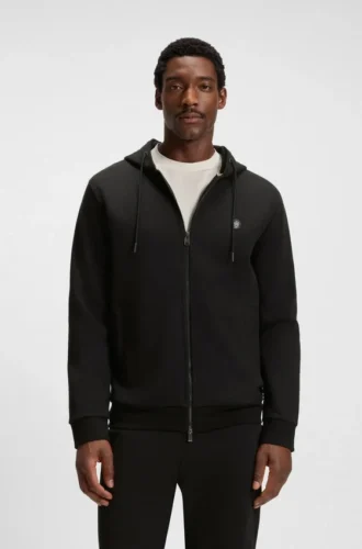 Hoodie aus Baumwollmischung mit Reißverschluss und Double-B-Monogramm