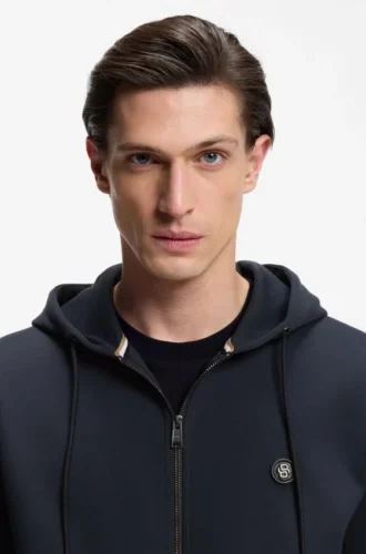 Hoodie aus Baumwollmischung mit Reißverschluss und Double-B-Monogramm