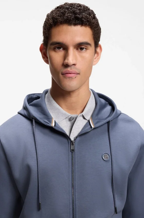 Hoodie aus Baumwollmischung mit Reißverschluss und Double-B-Monogramm Hoodie aus Baumwollmischung mit Reißverschluss und Double-B-Monogramm