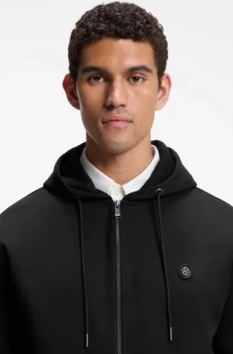 Hoodie aus Baumwollmischung mit Reißverschluss und Double-B-Monogramm