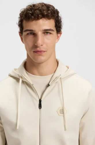 Hoodie aus Baumwollmischung mit Reißverschluss und Double-B-Monogramm