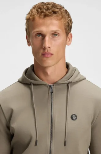Hoodie aus Baumwollmischung mit Reißverschluss und Double-B-Monogramm