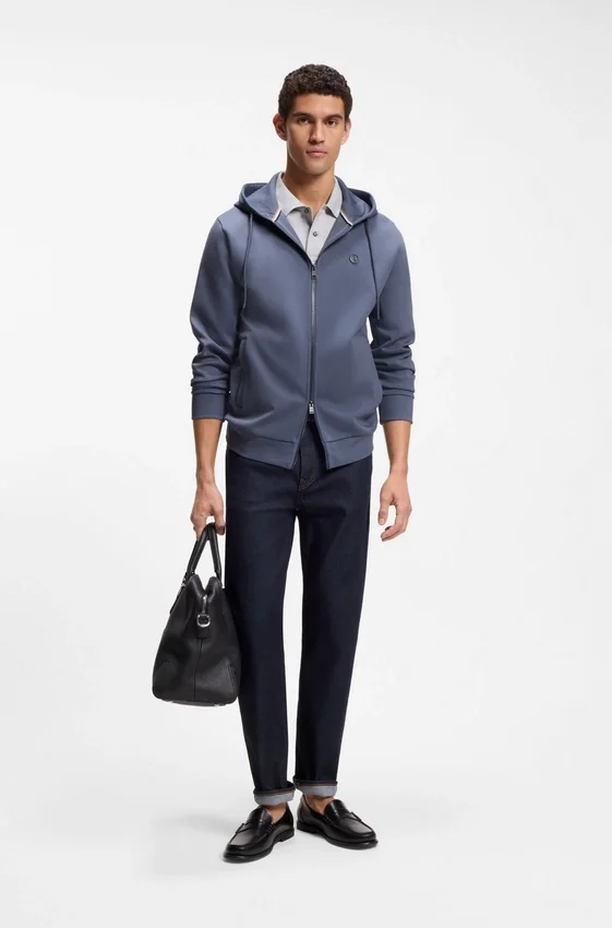 Hoodie aus Baumwollmischung mit Reißverschluss und Double-B-Monogramm Hoodie aus Baumwollmischung mit Reißverschluss und Double-B-Monogramm