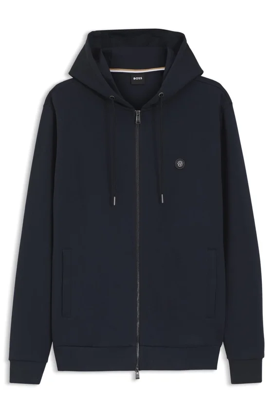 Hoodie aus Baumwollmischung mit Reißverschluss und Double-B-Monogramm Hoodie aus Baumwollmischung mit Reißverschluss und Double-B-Monogramm