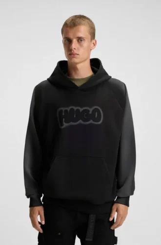 Hoodie mit Airbrush-Logo aus Baumwollfrottee