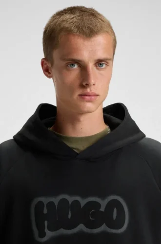 Hoodie mit Airbrush-Logo aus Baumwollfrottee