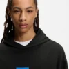 Hoodie mit blauem Logo aus Baumwollfrottee Hoodie mit blauem Logo aus Baumwollfrottee