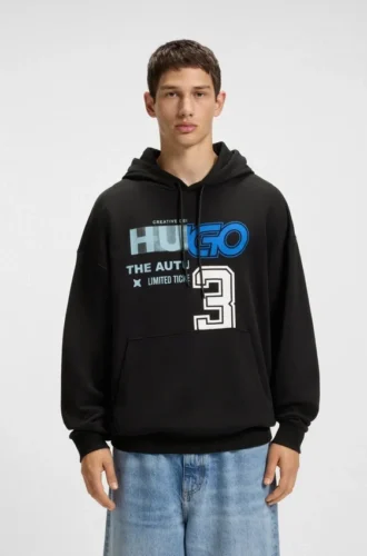 Hoodie mit gemischten Motiven aus Baumwollfrottee