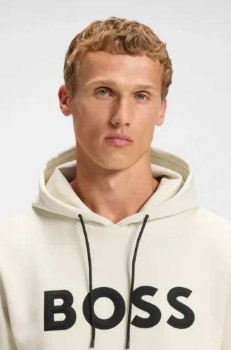 Hoodie mit geprägtem Logo aus Baumwollmischung