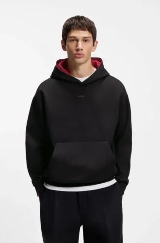 Hoodie mit gesticktem Logo aus Stretch-Baumwolle