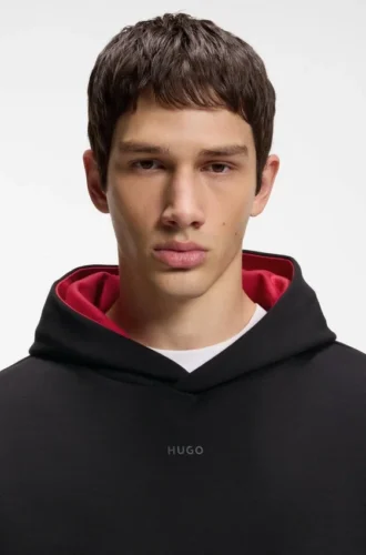 Hoodie mit gesticktem Logo aus Stretch-Baumwolle