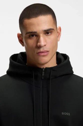 Hoodie mit Reißverschluss aus Stretch-Baumwolle mit Logo-Print