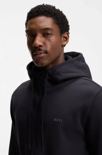 Hoodie mit Reißverschluss aus Stretch-Baumwolle mit Logo-Print
