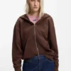 Hoodie mit Reißverschluss und geprägtem Logo aus Baumwollfrottee