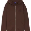 Hoodie mit Reißverschluss und geprägtem Logo aus Baumwollfrottee