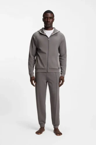 Hoodie mit Reißverschluss und Kontrastpaspel aus Baumwollmischung