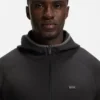 Hoodie mit Reißverschluss und Kontrastpaspel aus Baumwollmischung