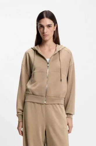 Hoodie mit Reißverschluss und Logo-Stickerei in Oversize-Passform