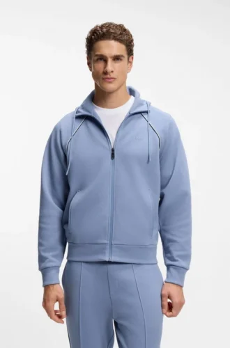 Hoodie mit Reißverschluss und Paspeldetails aus einer Baumwollmischung