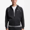 Hoodie mit Reißverschluss und Paspeldetails aus einer Baumwollmischung