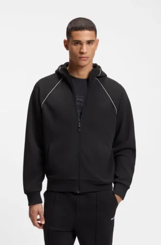 Hoodie mit Reißverschluss und Paspeldetails aus einer Baumwollmischung