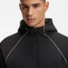 Hoodie mit Reißverschluss und Paspeldetails aus einer Baumwollmischung