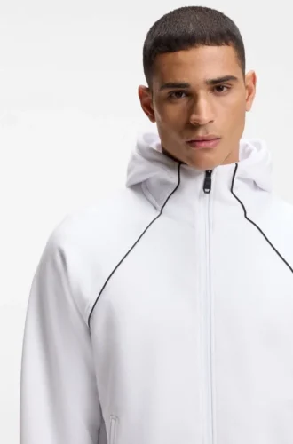 Hoodie mit Reißverschluss und Paspeldetails aus einer Baumwollmischung