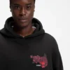 Hoodie mit Rosenmotiv aus Baumwollfrottee Hoodie mit Rosenmotiv aus Baumwollfrottee