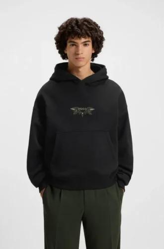 Hoodie mit Stickmotiv aus Baumwollfrottee