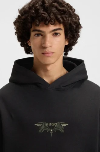 Hoodie mit Stickmotiv aus Baumwollfrottee