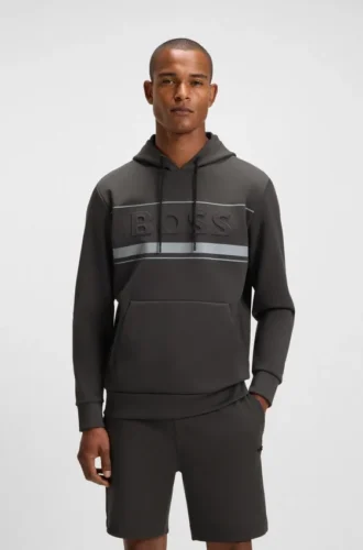 Hoodie mit Streifen-Detail aus einer Baumwollmischung