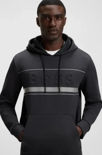 Hoodie mit Streifen-Detail aus einer Baumwollmischung