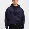 Hoodie mit ton-in-ton-Logo aus Baumwollfrottee