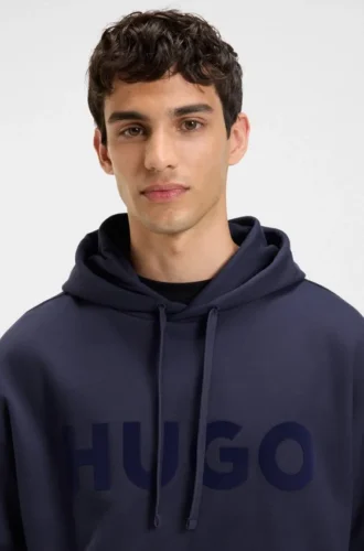 Hoodie mit ton-in-ton-Logo aus Baumwollfrottee