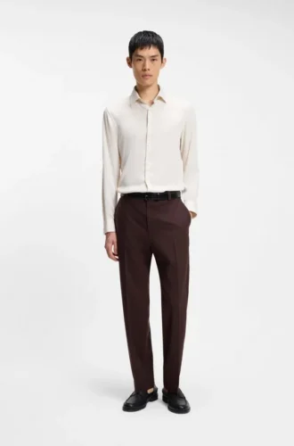 Hose in Modern-Fit aus Popeline aus Wollmischung
