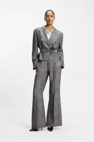 Hose in Regular-Fit aus meliertem Denim