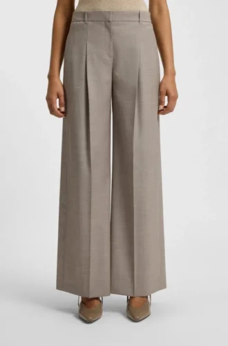 Hose in Regular-Fit aus Stretch-Wolle im Sharkskin-Muster