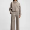 Hose in Regular-Fit aus Stretch-Wolle im Sharkskin-Muster