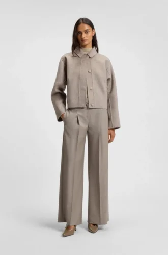 Hose in Regular-Fit aus Stretch-Wolle im Sharkskin-Muster