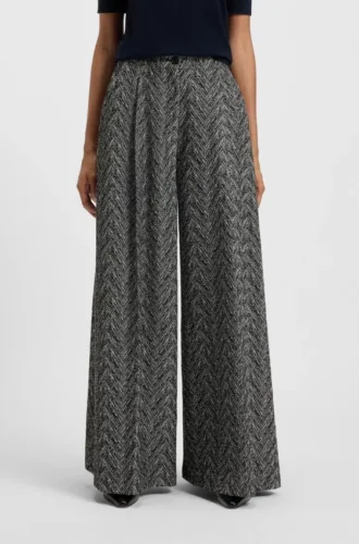 Hose in Regular-Fit aus Tweed mit Fischgrätenmuster