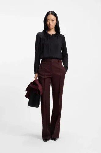 Hose in Regular-Fit aus Twill aus Schurwolle