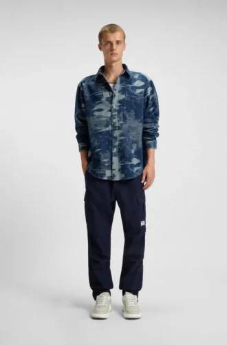 Hose in Relaxed-Fit aus Ripstop im Denim-Look